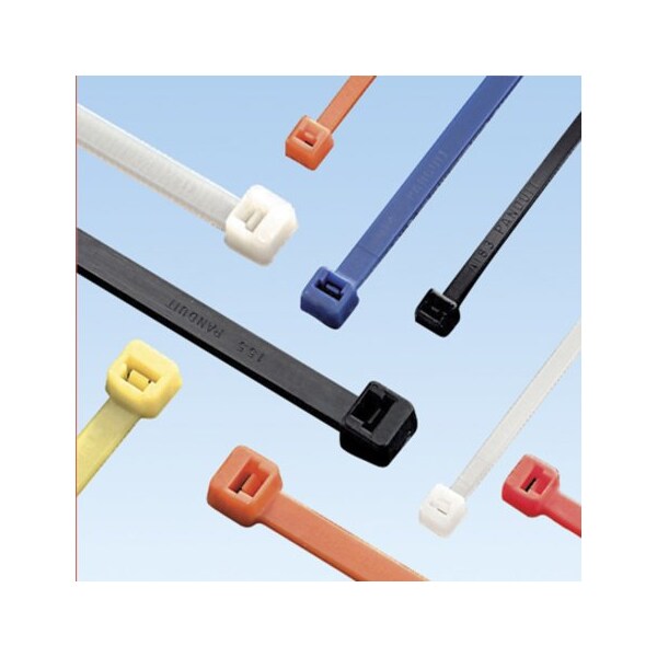 Cable Tie, 14-1/2 in L, 4 in Max Bundle Dia., White, Nylon 6/6, 50 lb Strength, 1000 PK